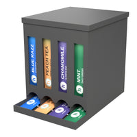 Drink Packet Organizer 4 slot box dispenser in Matte Black, for slim stick packets